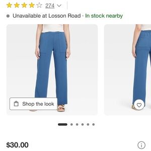 Navy Wide-Leg Pants